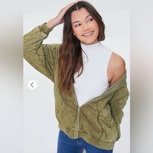 Forever 21 Quilted Green Jacket